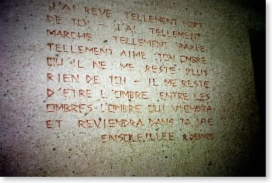 So often have I dreamed of you
So often walked, so often talked
So much have I loved your shadow
That there now remains nothing left of me
But the shadow of your shadow always with me
To be a hundred times darker than any darkness
Than the shadow that crosses and shall joyously cross
your living sundial.
—R. Desnos